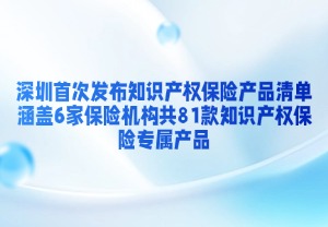 深圳首次发布知识产权保险产品清单，涵盖6家保险机构共81款知